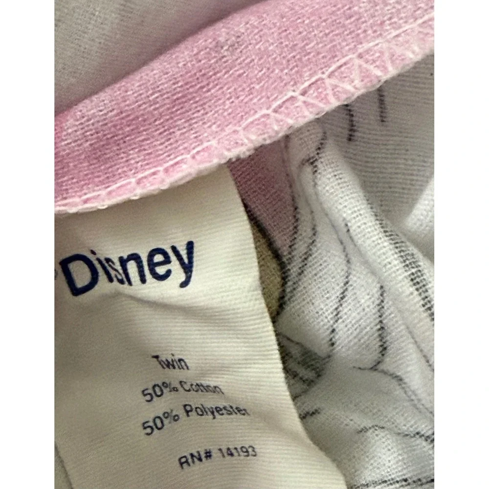 Vintage Disney Beauty and the Beast Twin Flat Sheet Mrs Potts Lumiere Pink White
